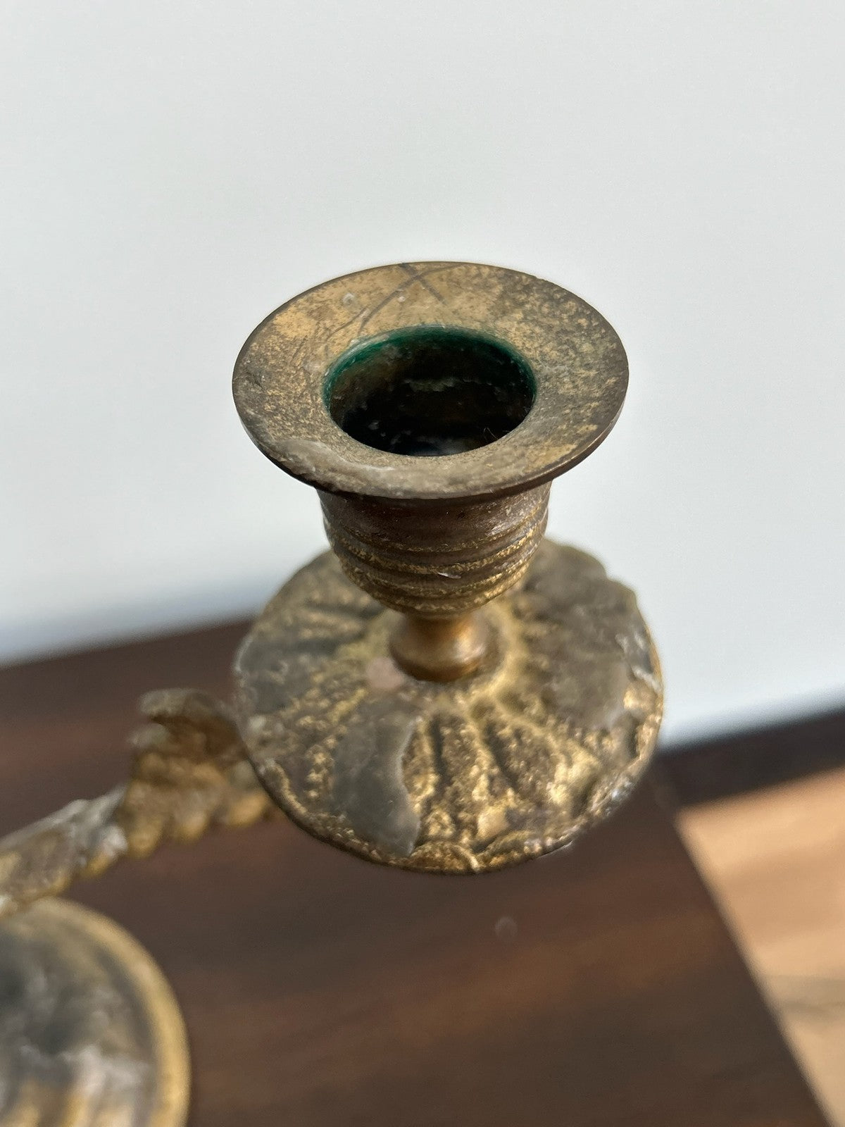 Antique Brass Candlestick Rococo Style Good Condition9