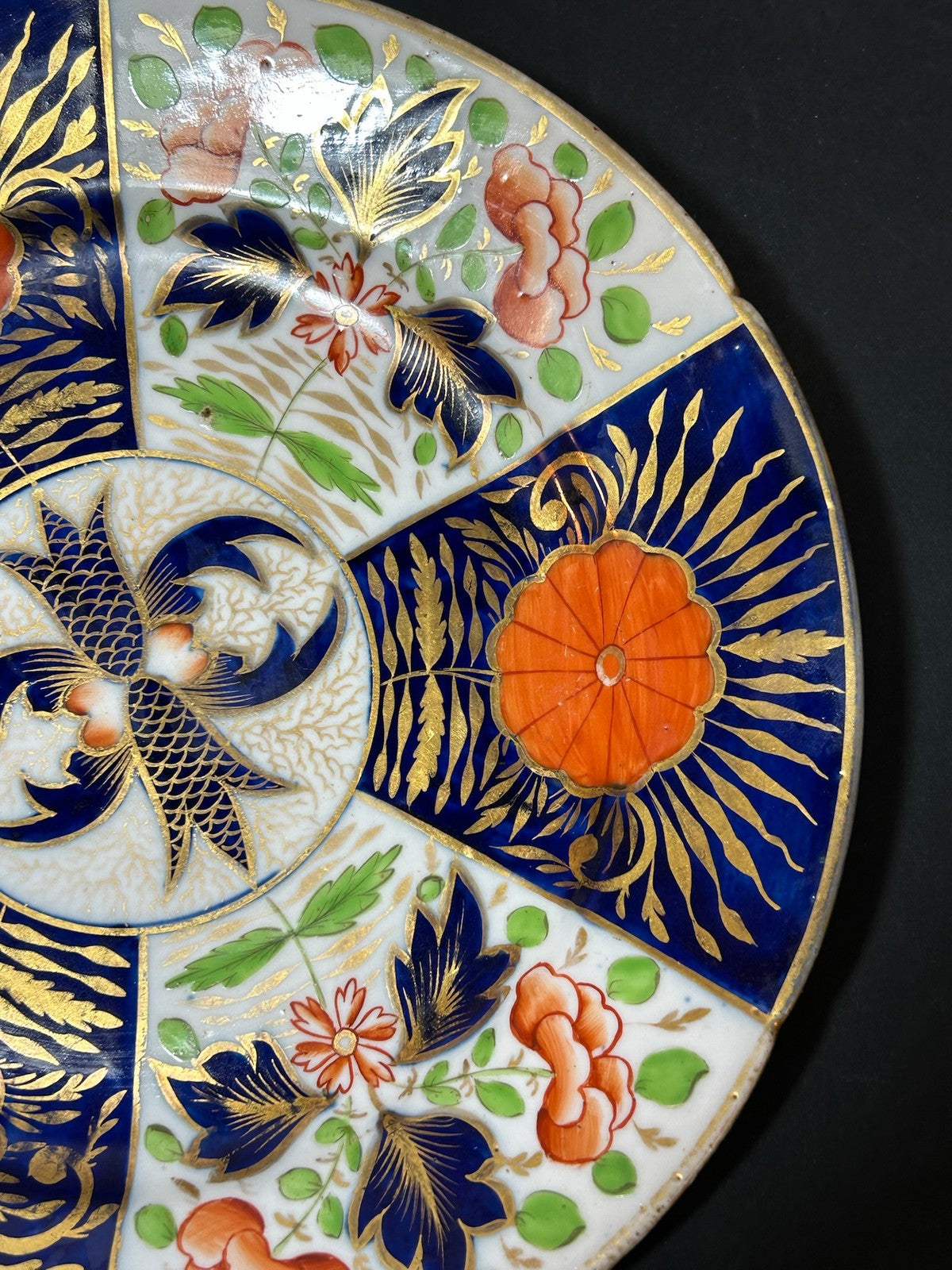 Antique English Porcelain Imari Plate Old Japan Pattern Cobalt Gilt 21cm2