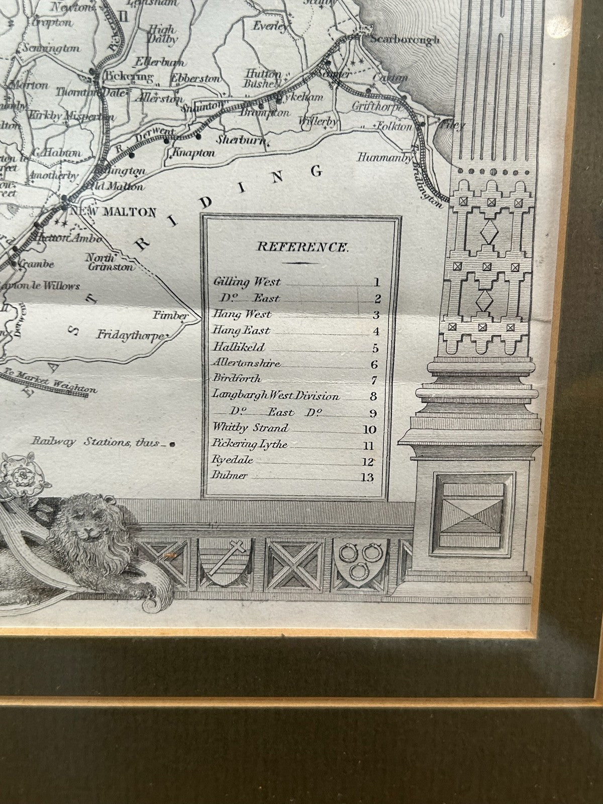 Antique Thomas Moule Map of Yorkshire Framed Steel Engraving c18406