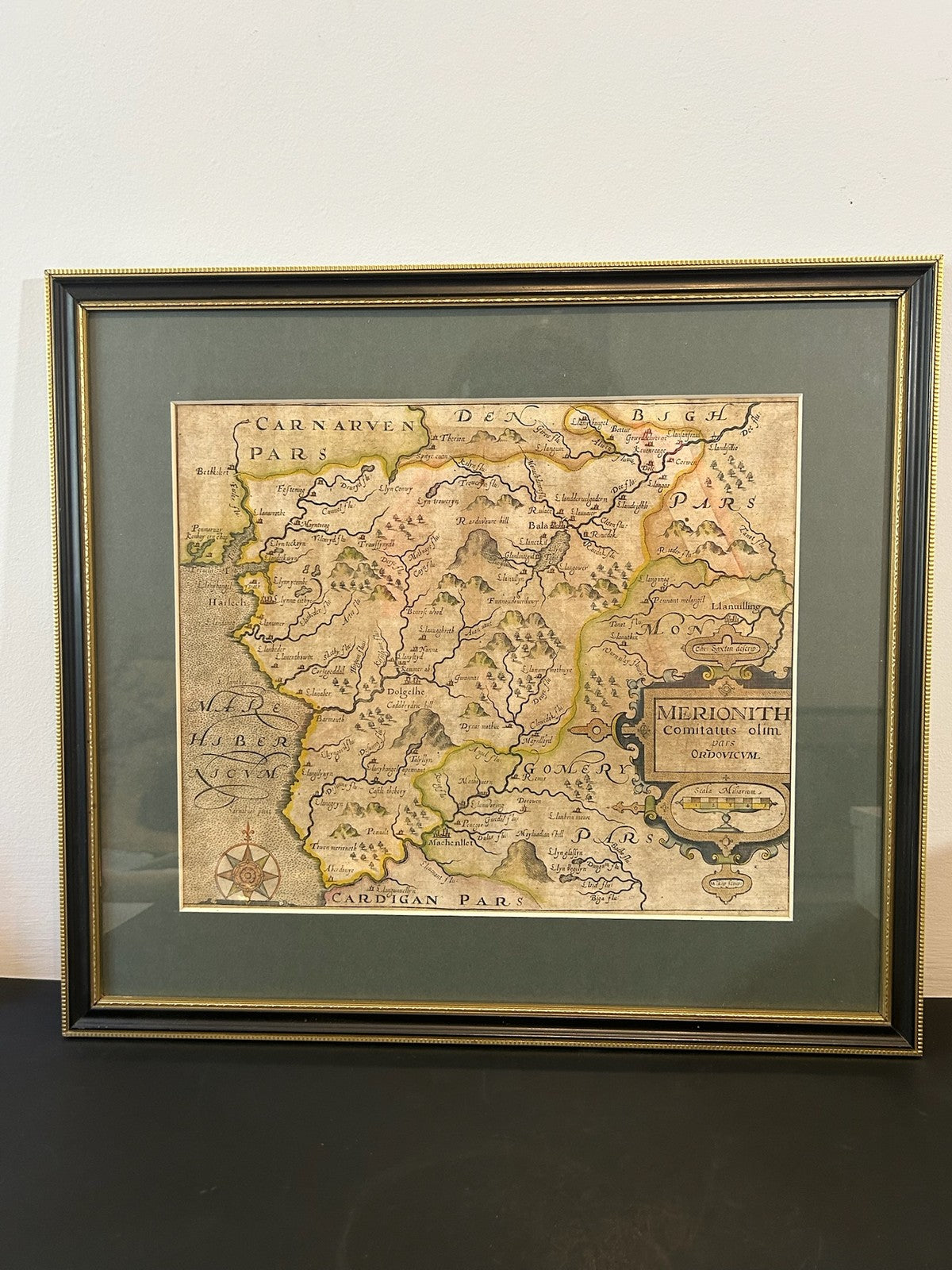 Saxton Kip Merioneth Antique Map Camden Britannia 17th Century Coloured Framed0