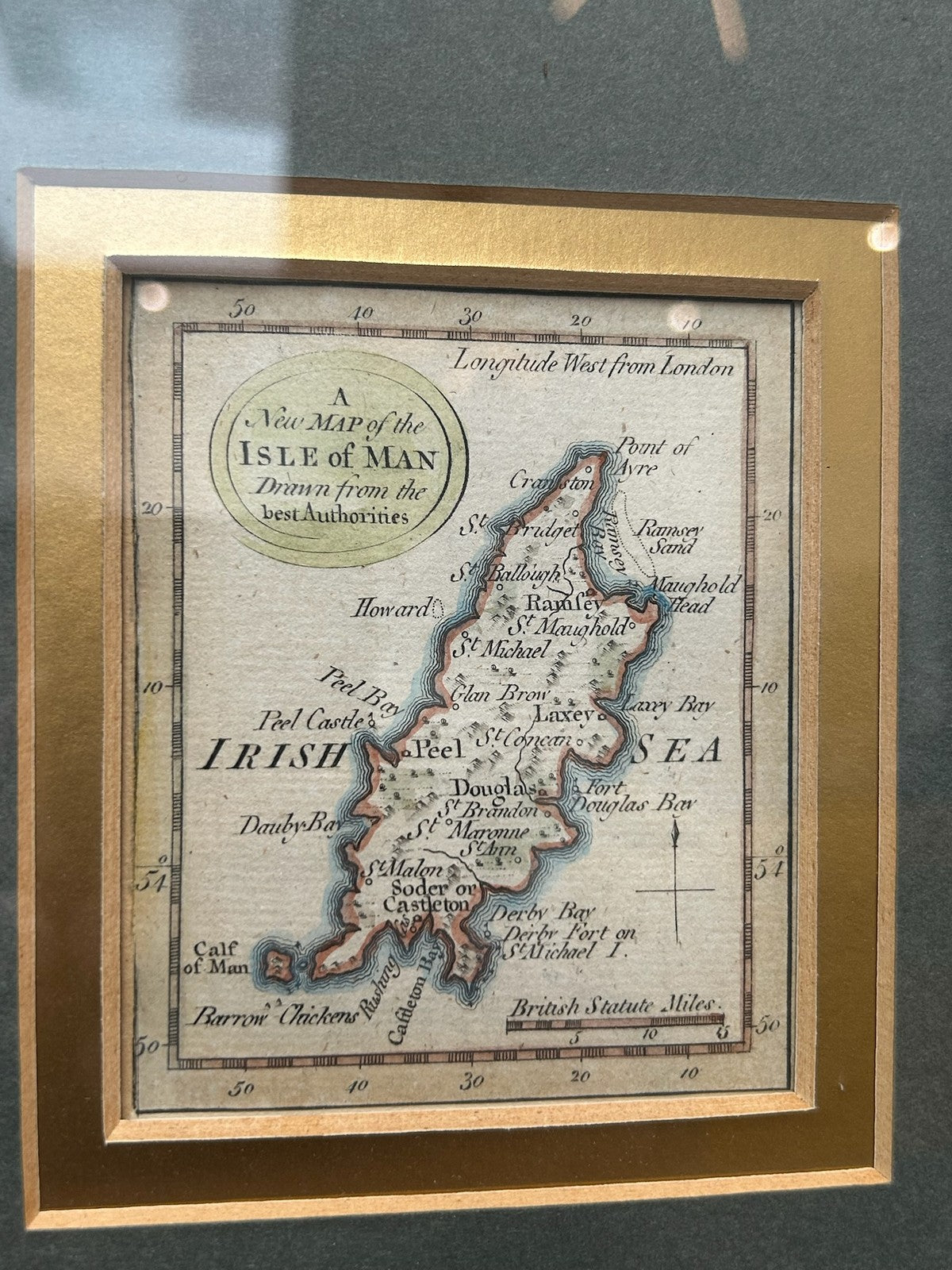 Thomas Kitchin Antique Map Isle of Man c1764 Hand Coloured Framed0
