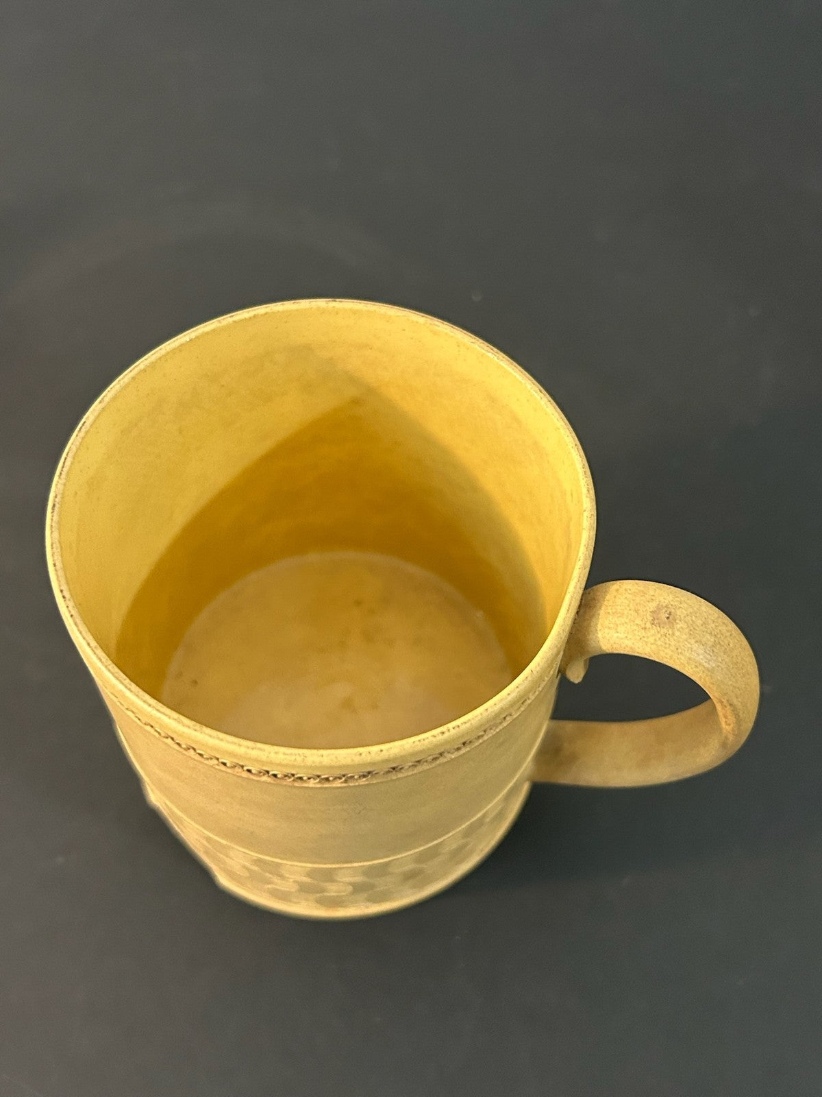 Antique English Caneware Cup c1800 1820 Engine Turned Basketweave 8cm A/F3