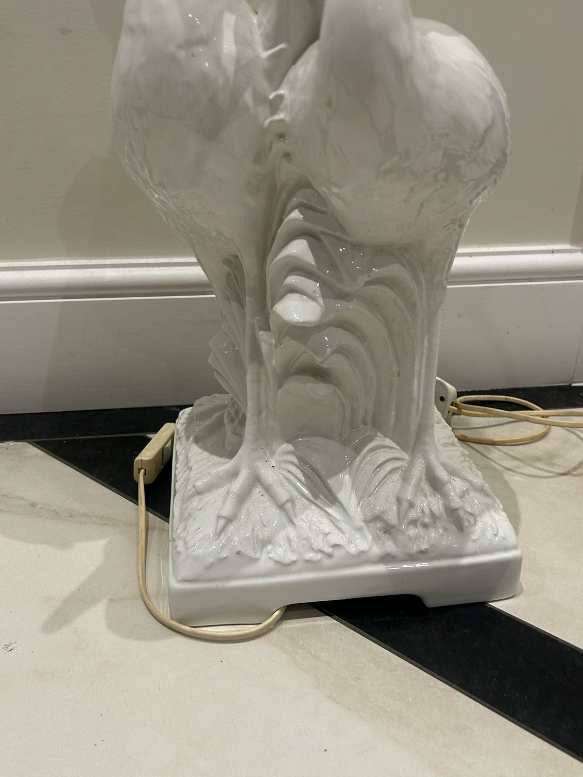 Vintage Italian Chinoiserie White Heron Bird Table Lamp Hollywood Regency 81cm11