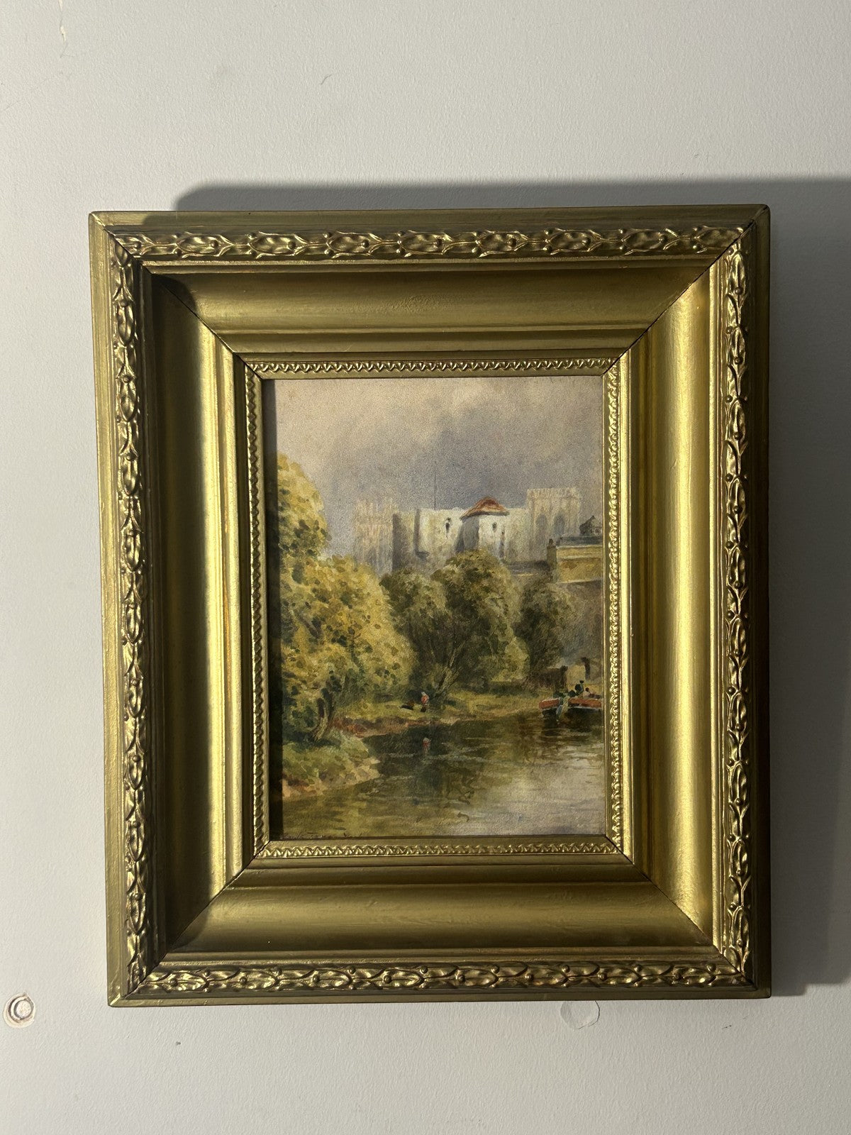 Antique Framed Watercolour of Clifford’s Tower York Landscape