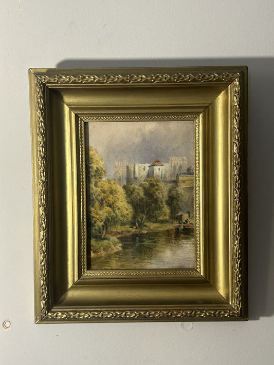 Antique Framed Watercolour of Clifford’s Tower York Landscape