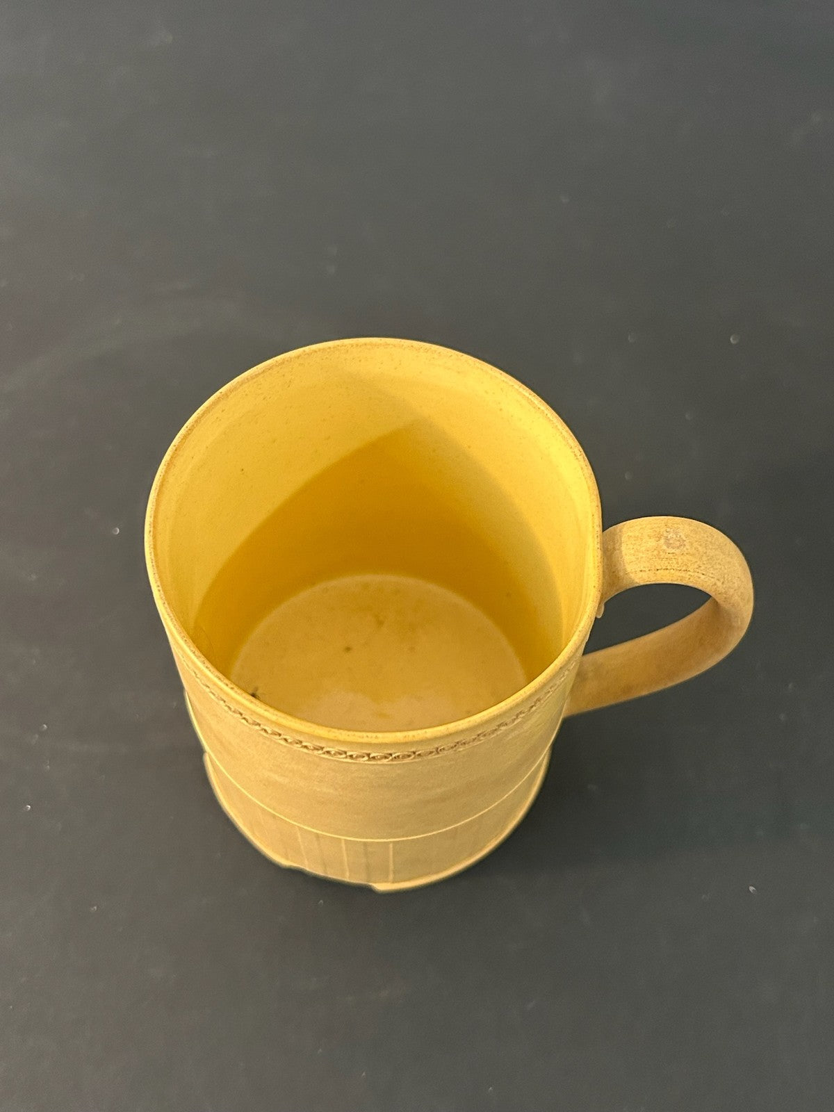 Antique English Caneware Cup c1800 1820 Engine Turned Basketweave 8cm A/F3