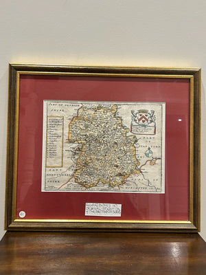 Antique Richard Blome Map of Shropshire Britannia 1673 Hand Coloured Framed