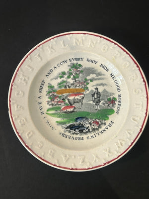 Antique Franklin's Proverbs ABC Alphabet Plate Now I Have a Sheep and a Cow