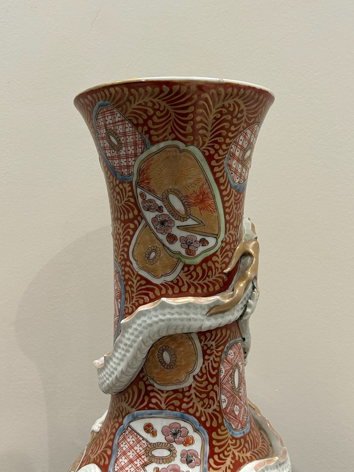 Antique Japanese Arita Imari Dragon Vase Zoshuntei Sanpo Mark 36cm Edo Meiji4