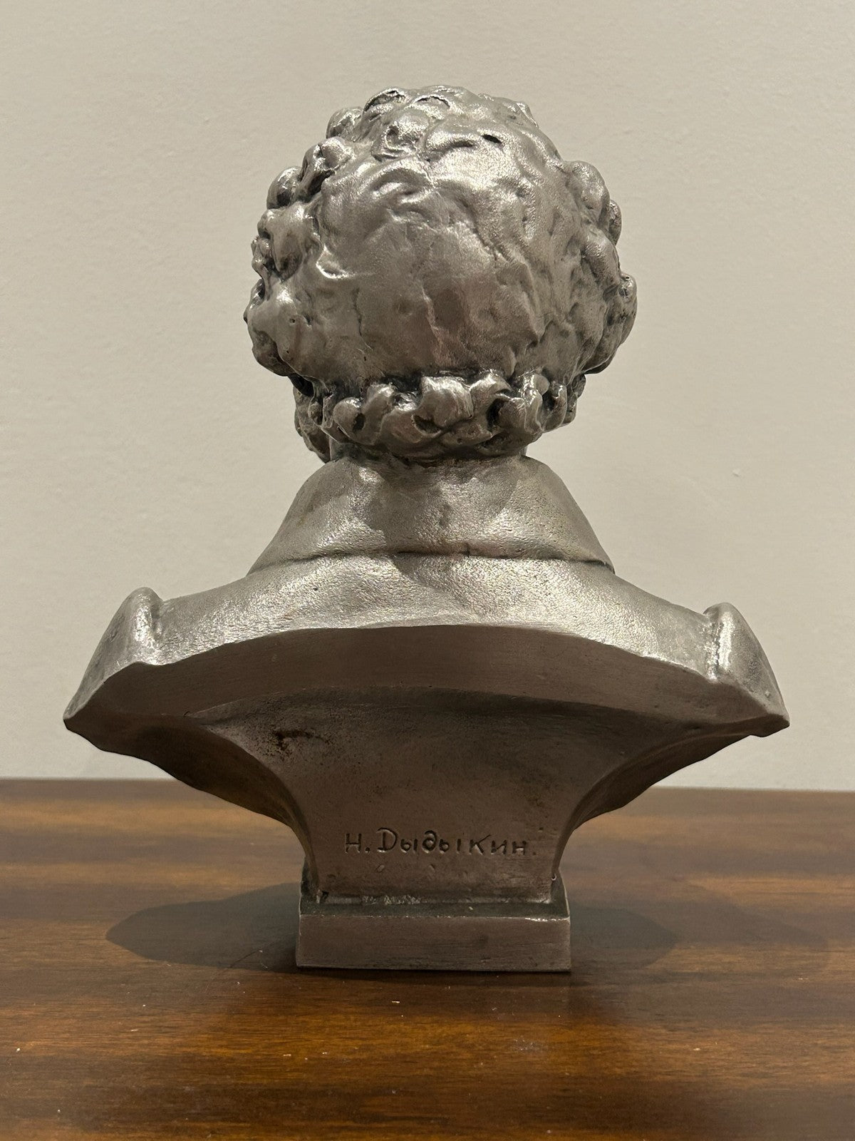 Silvered Metal Portrait Bust Alexander Pushkin Russian Poet2