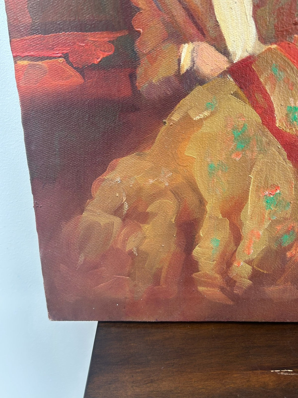 Orientalist Oil Painting Figures in Interior Court Scene Signed2