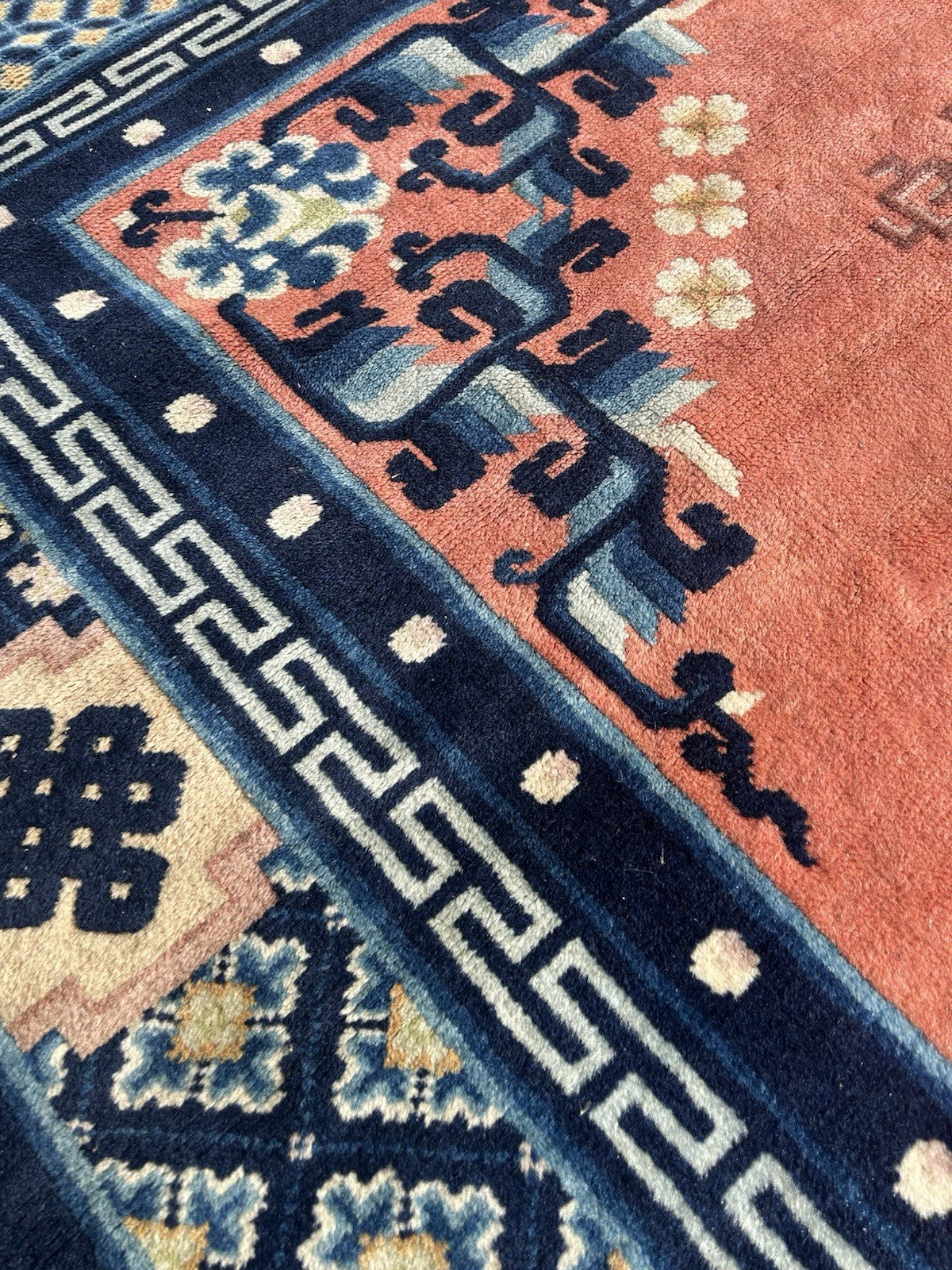 Semi Antique Chinese Pecking Rug CHINA Area Carpet Orange10