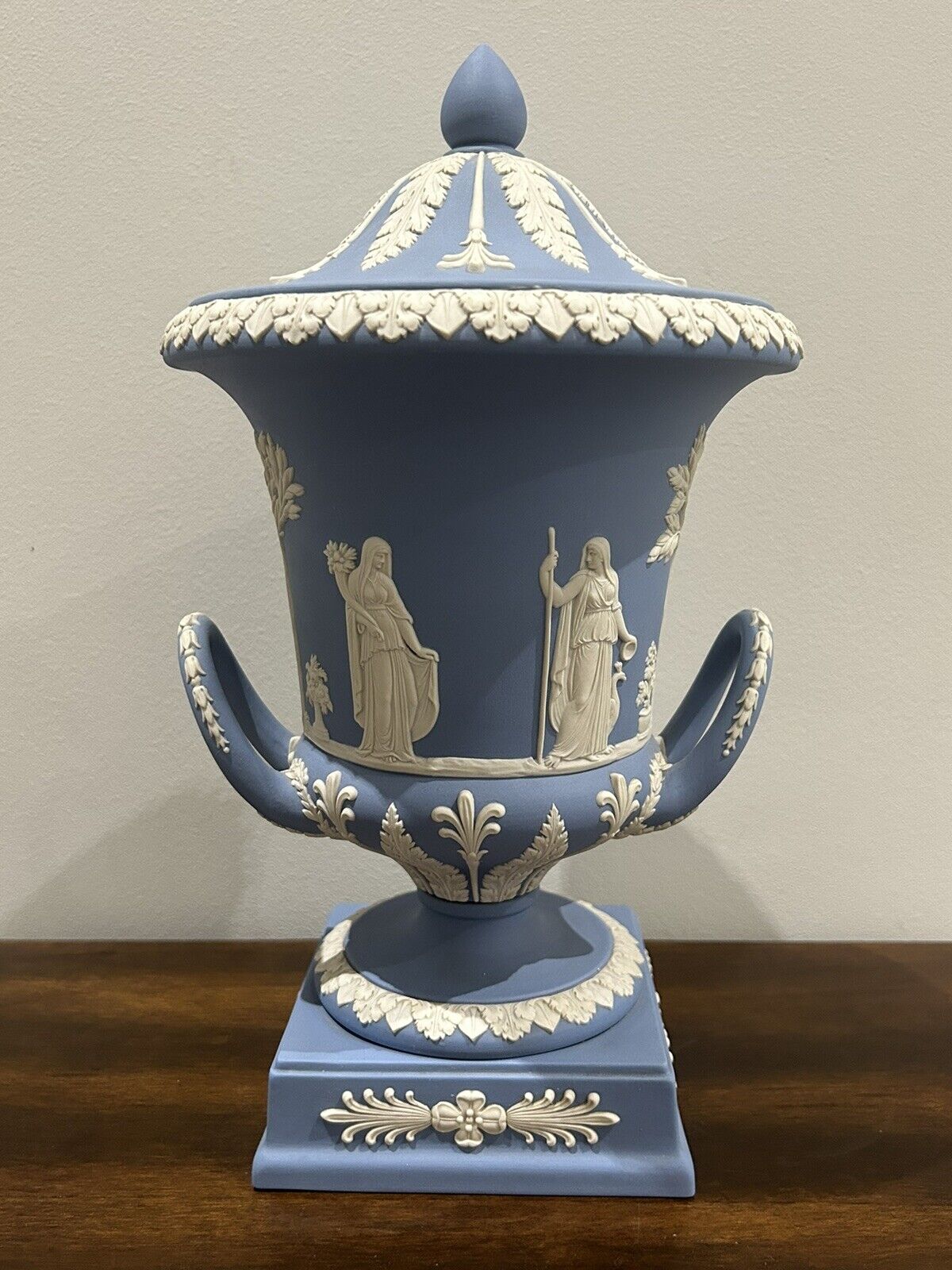 Wedgwood Blue Jasperware - Campagna Lidded Urn Vase