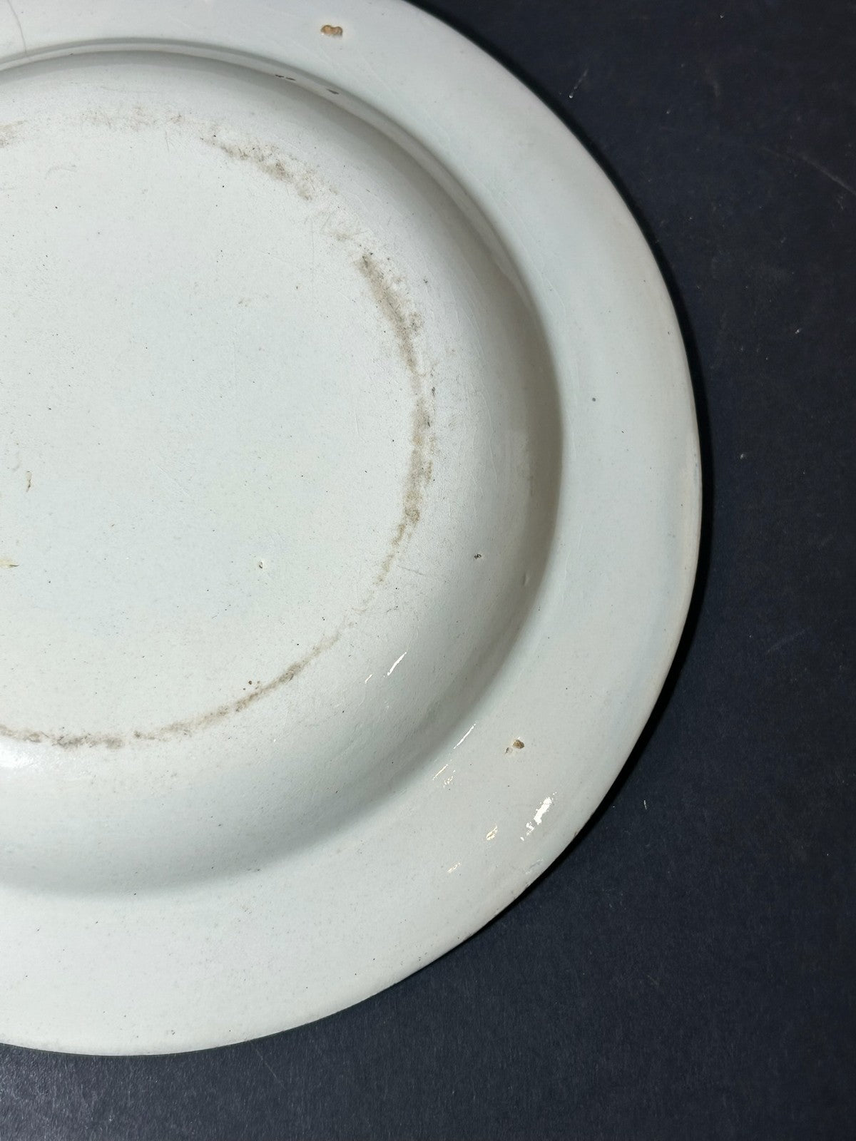Antique Pearlware Plate Hand Painted Stylised Daisy Blue Feather Edge 22cm A/F7
