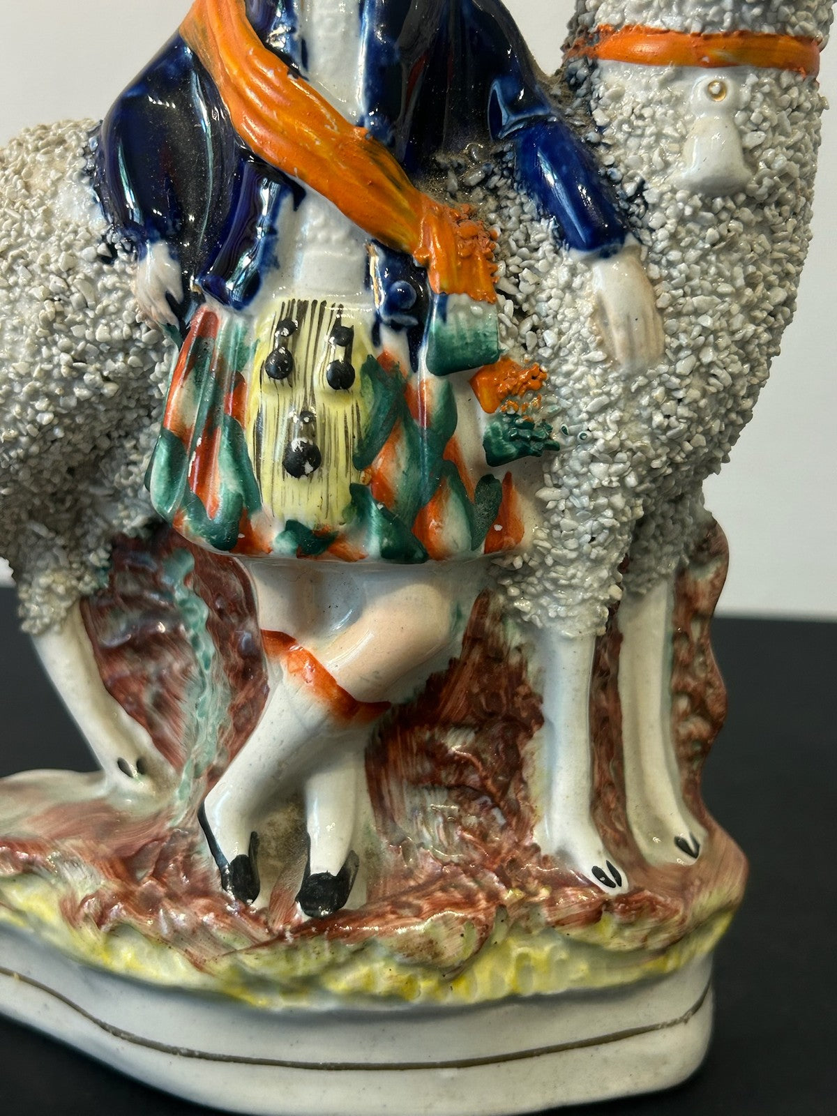 Pair Antique Victorian Staffordshire Figures Scottish Highland Couple with Sheep4