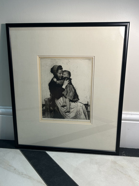 William LeeHankey — Drypoint Etching — Mother & Child Embrace0