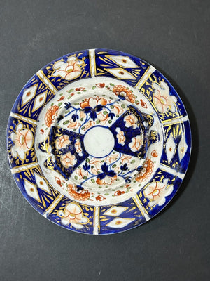 Antique Derby Porcelain Imari Plate Cobalt Gilt Old Japan Red Mark 18cm