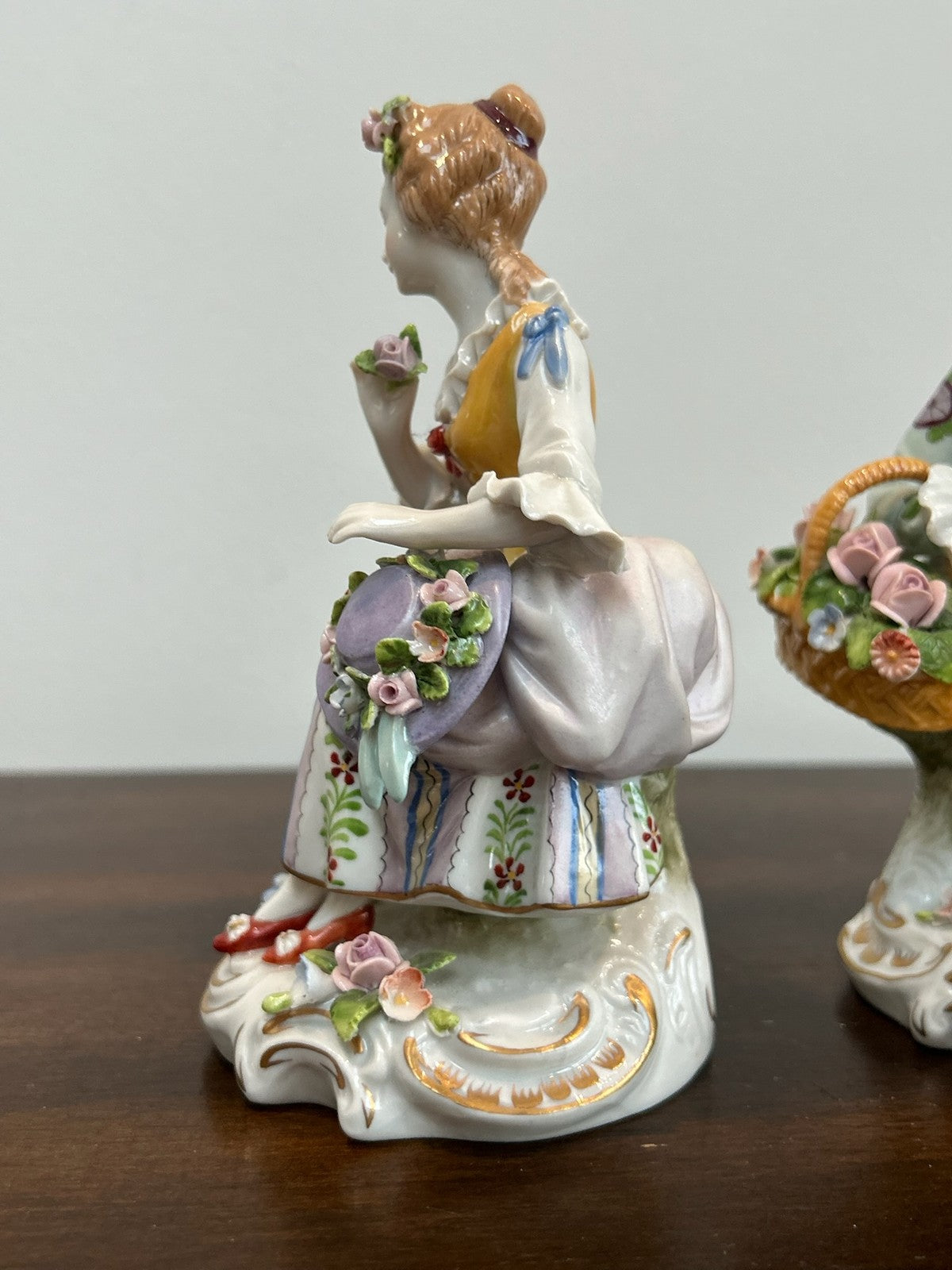 Pair Continental Dresden Style Porcelain Figures Courting Couple3