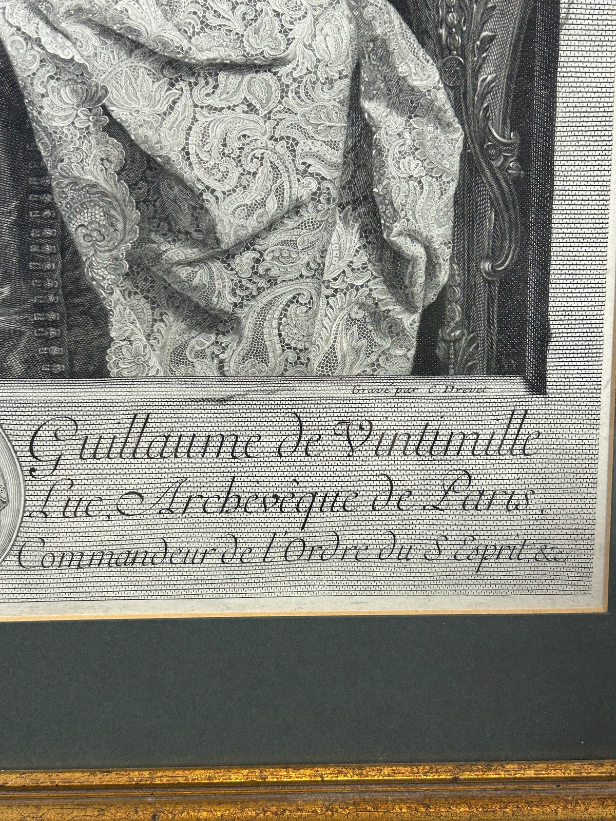 Claude Drevet after Rigaud 1736 Engraving Vintimille Archbishop of Paris Framed4