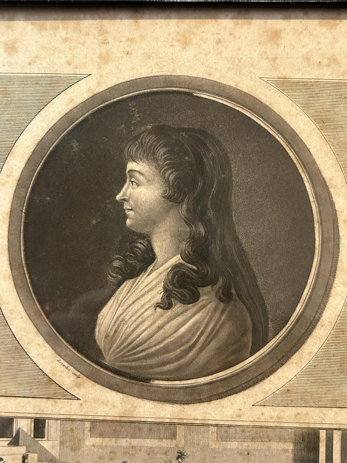 Madame Roland Girondin French Revolution Aquatint Portrait Levachez 1799 Framed1