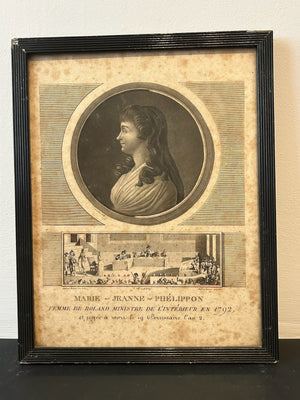 Madame Roland Girondin French Revolution Aquatint Portrait Levachez 1799 Framed