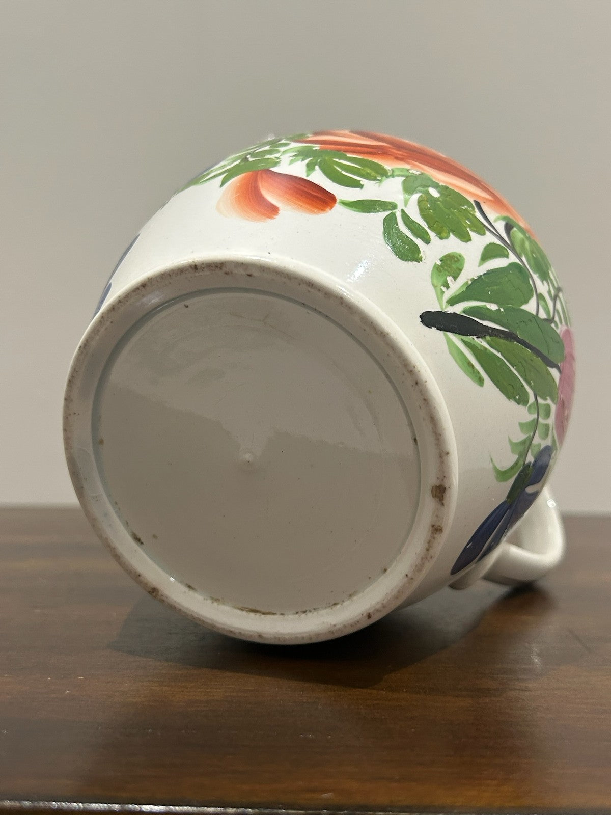 Georgian Pearlware Jug Hand Painted Enamel Orange Roses c.18206
