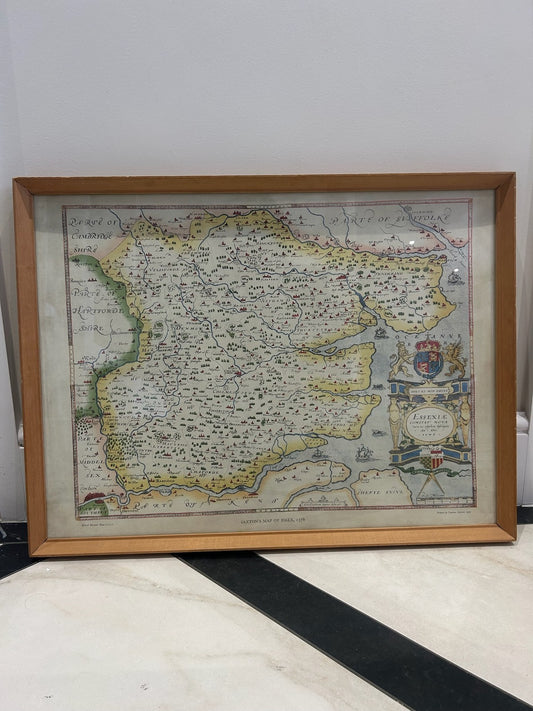 Saxton's Map of Essex 1576 British Museum Facsimile Framed Print 19680