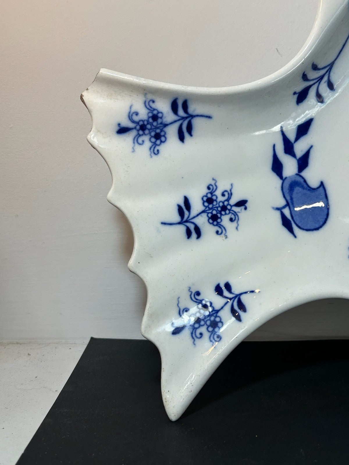 Large Brown Westhead Moore Blue Onion Pattern Fish Platter Victorian 58cm A/F1