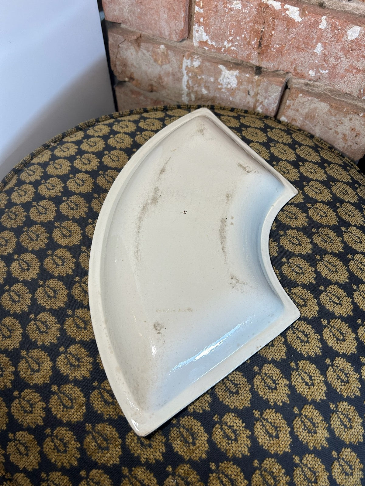 Antique Wedgwood Creamware Supper Set Segment Dish Brown Leaf Border c18001