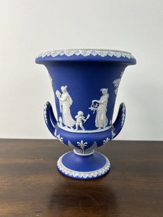 Wedgwood Jasperware Campana Urn Base Vase Portland Blue