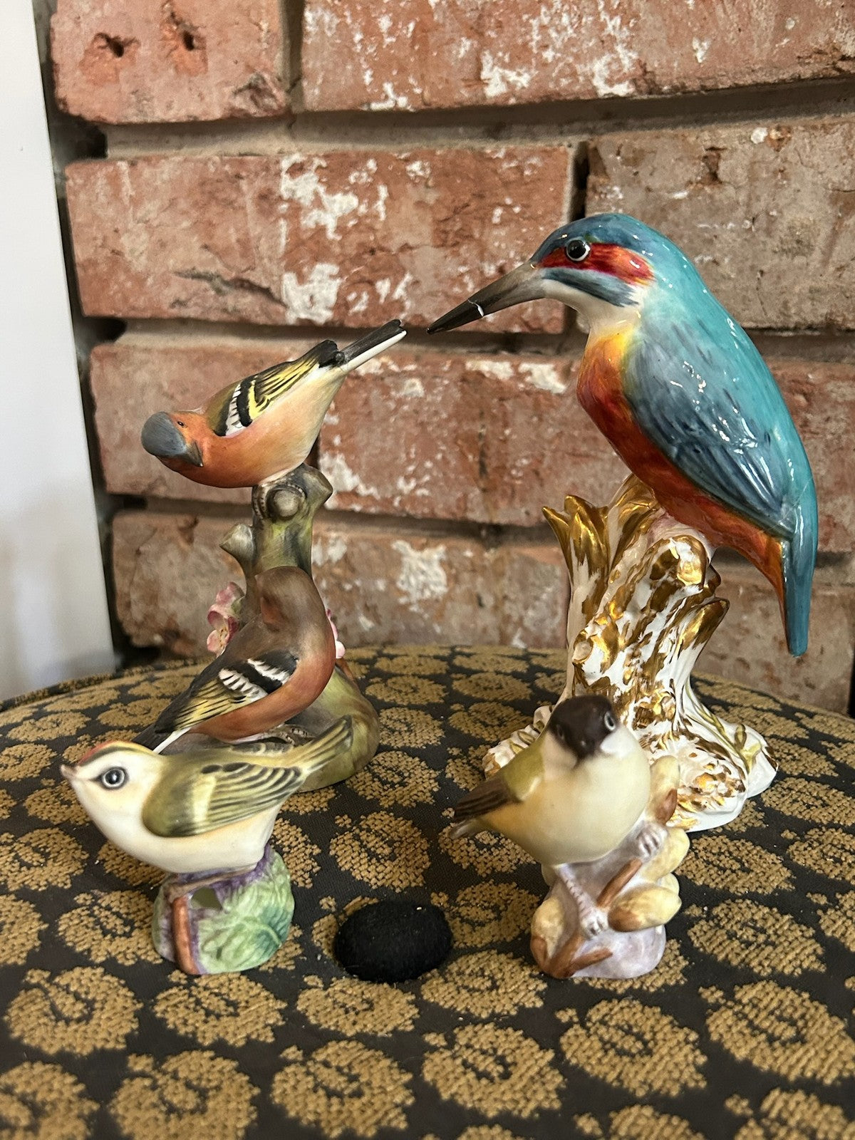 Royal Worcester Birds Kingfisher 2666 Chaffinches 3364 Goldcrests Repaired Lot1