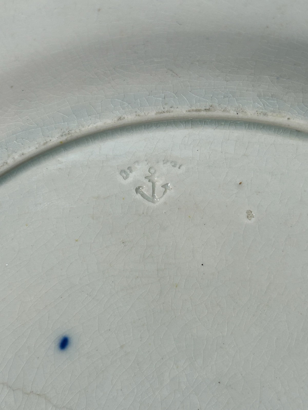 Antique Davenport Creamware Plate Hand Painted Daffodil Impressed Anchor AF6