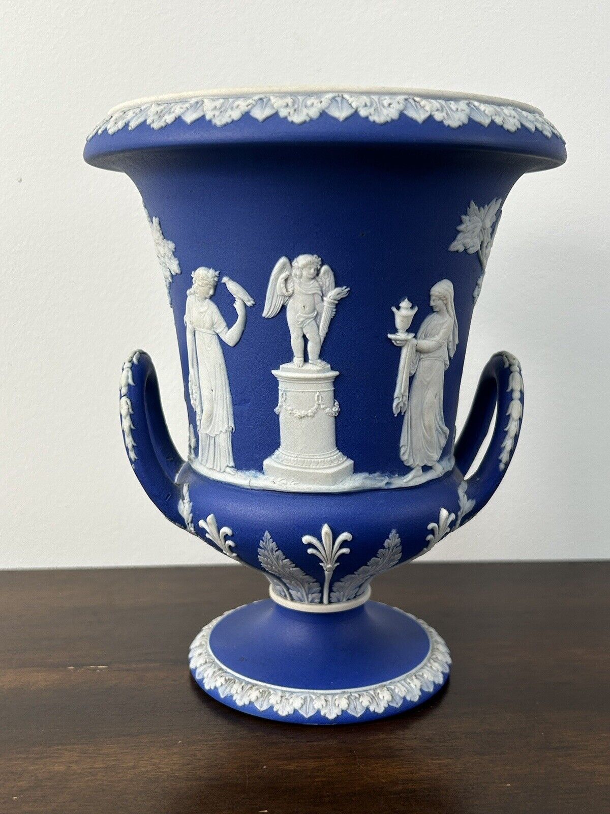 Wedgwood Jasperware Campana Urn Base Vase Portland Blue