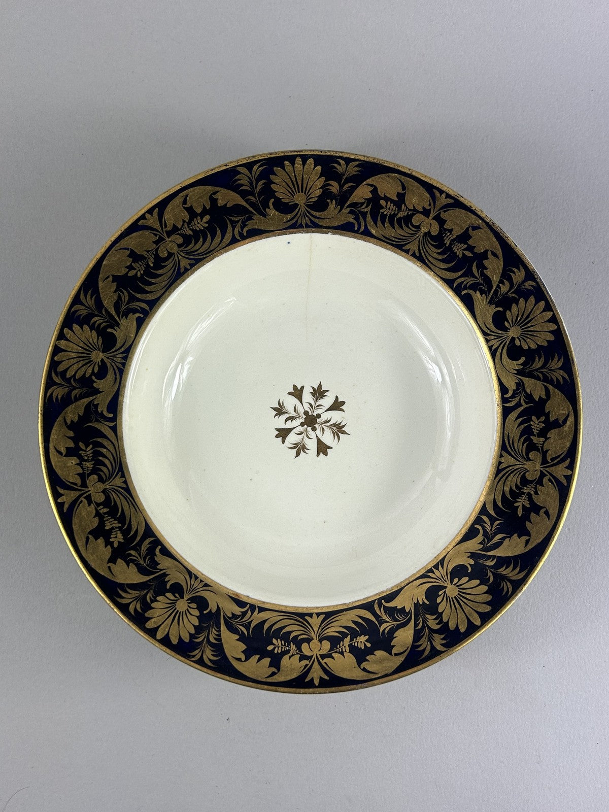 Antique Royal Crown Derby cobalt and gilt soup plate c.1810