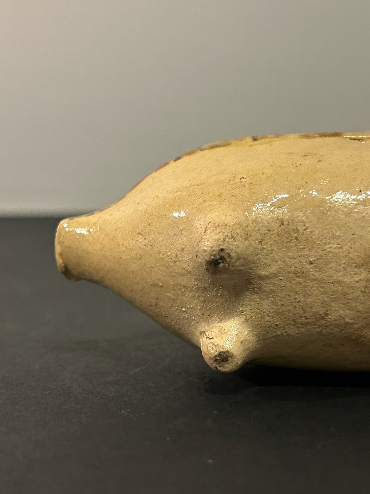 Antique 19th Century Slipware Pig Money Box Combed Slip Honey Glaze Folk 11cm10