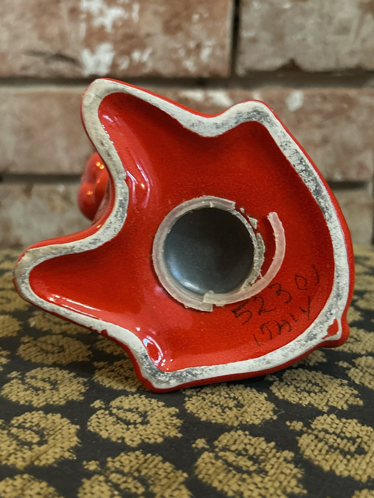 Vintage Red Ceramic Dog Money Box Glossy Glaze Seated Puppy Piggy Bank5
