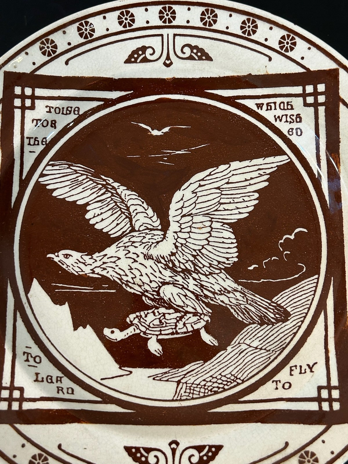 Mintons John Moyr Smith Aesop Fables Plate Eagle and Tortoise c1875 A/F1