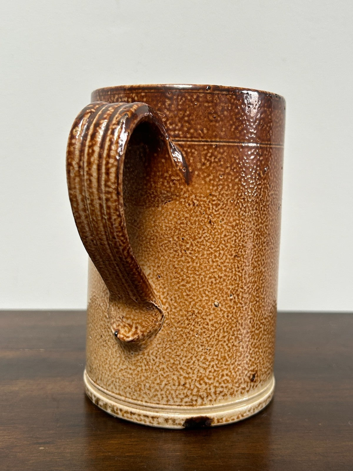 Antique English Salt Glaze Stoneware Tankard Georgian c1800 Two Tone Brown5