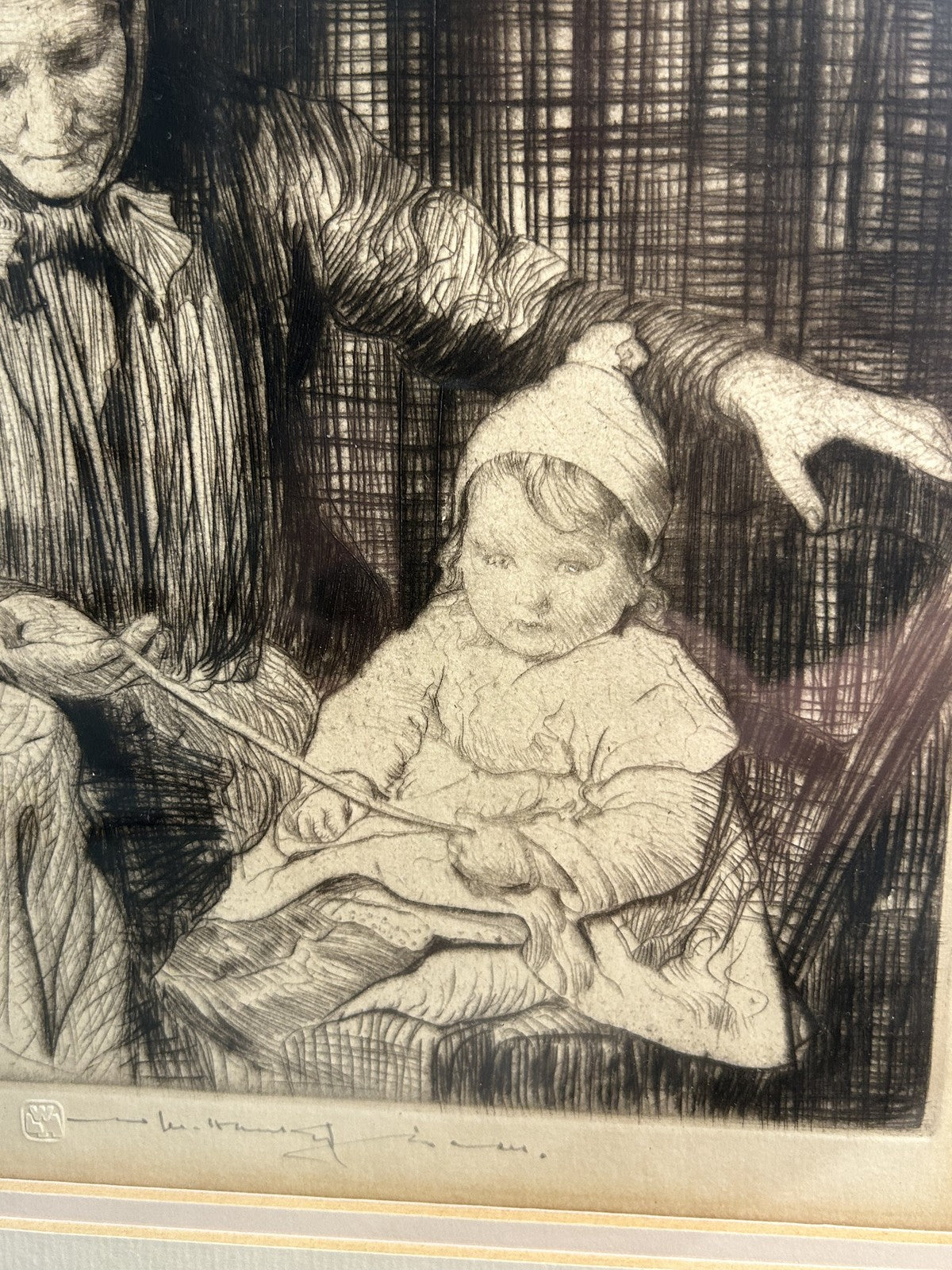 William LeeHankey — Drypoint Etching — Grandmother and Child5