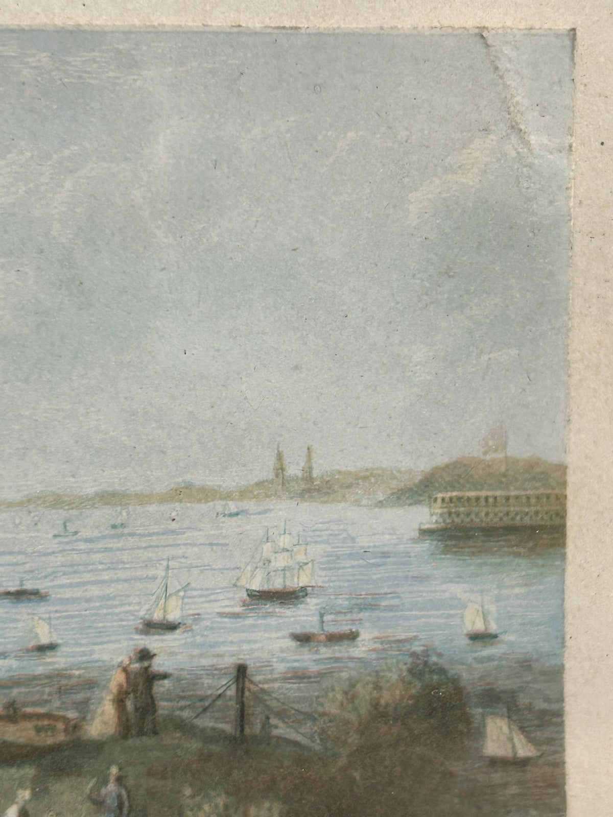 Antique Le Blond Baxter Process New York Bay Oil Colour Print Framed Americana4
