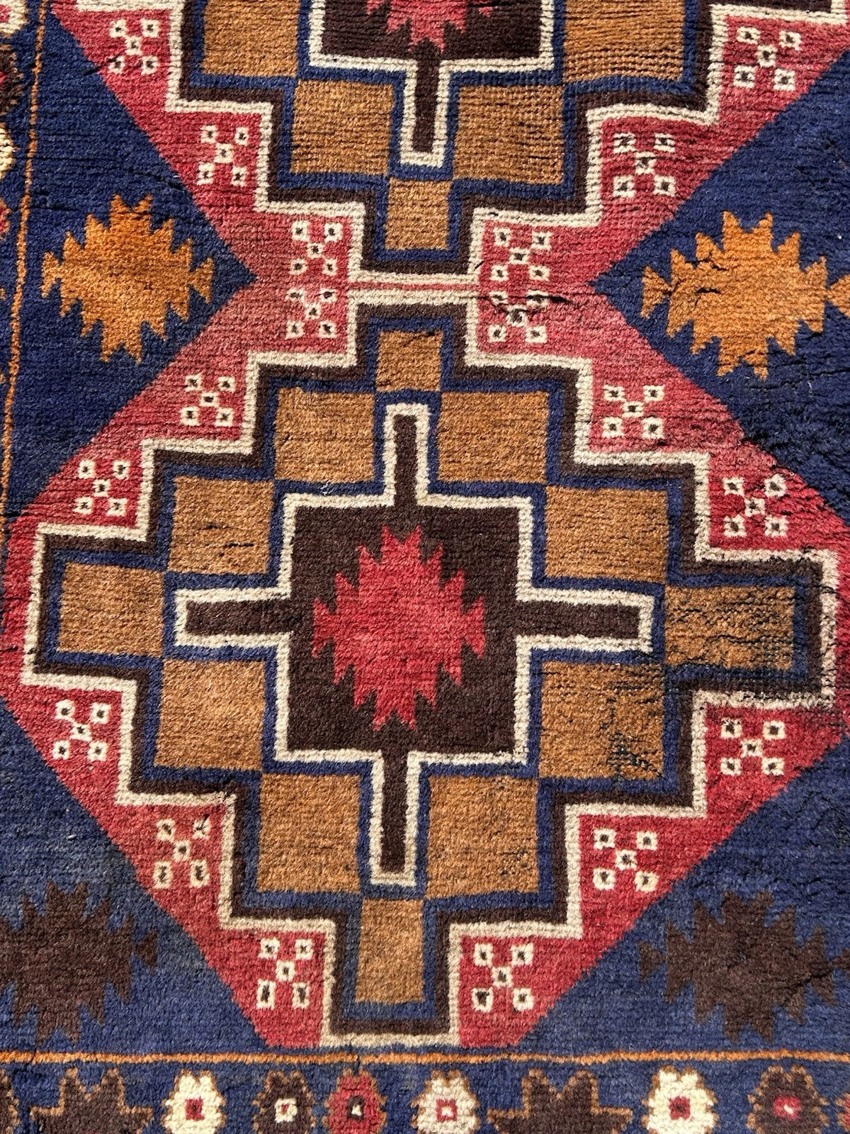 Antique Turkish Anatolian Hand Knotted Wool Rug 131x84cm Tribal Geometric 3