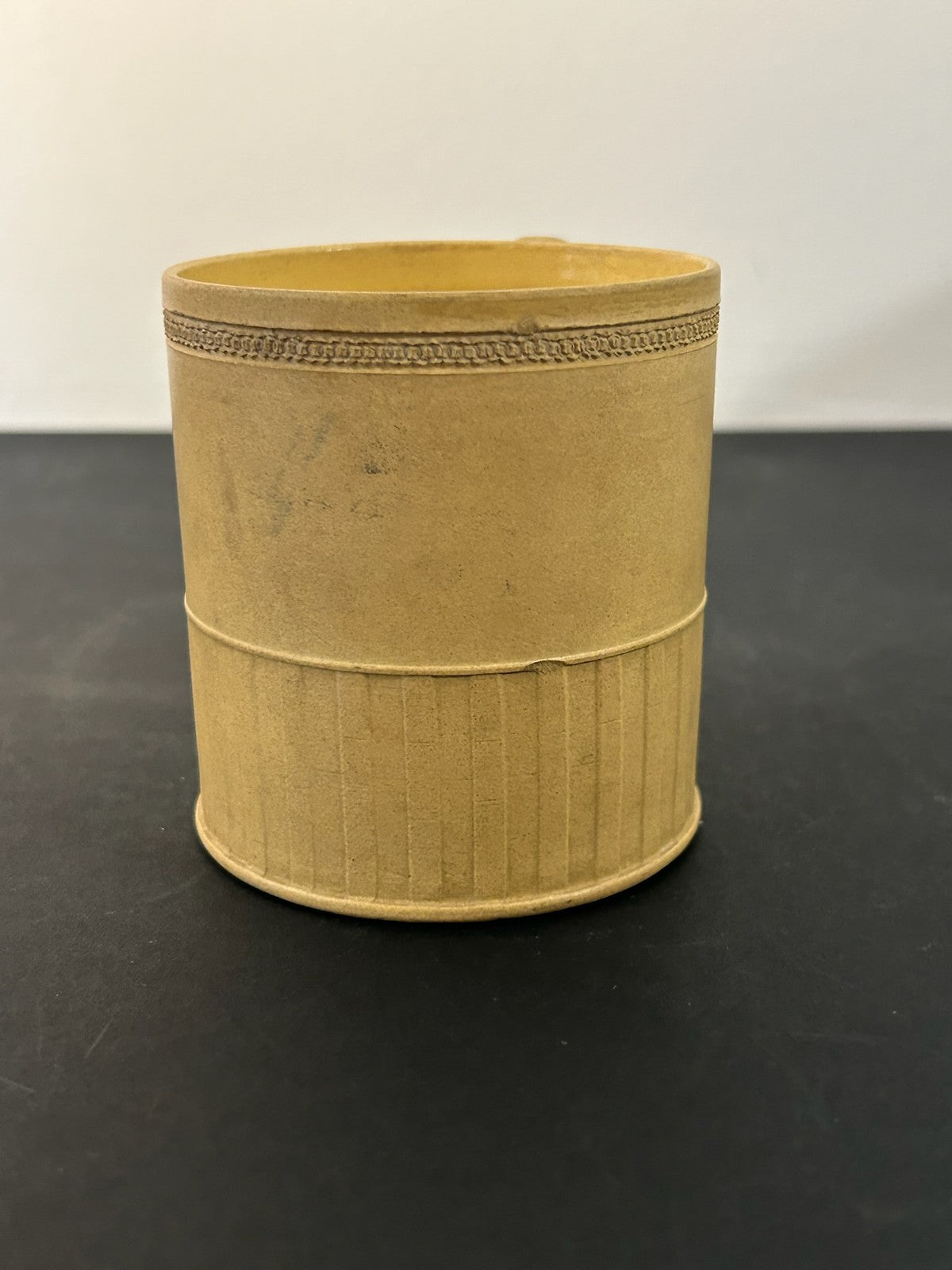 Antique English Caneware Cup c1800 1820 Engine Turned Basketweave 8cm A/F1