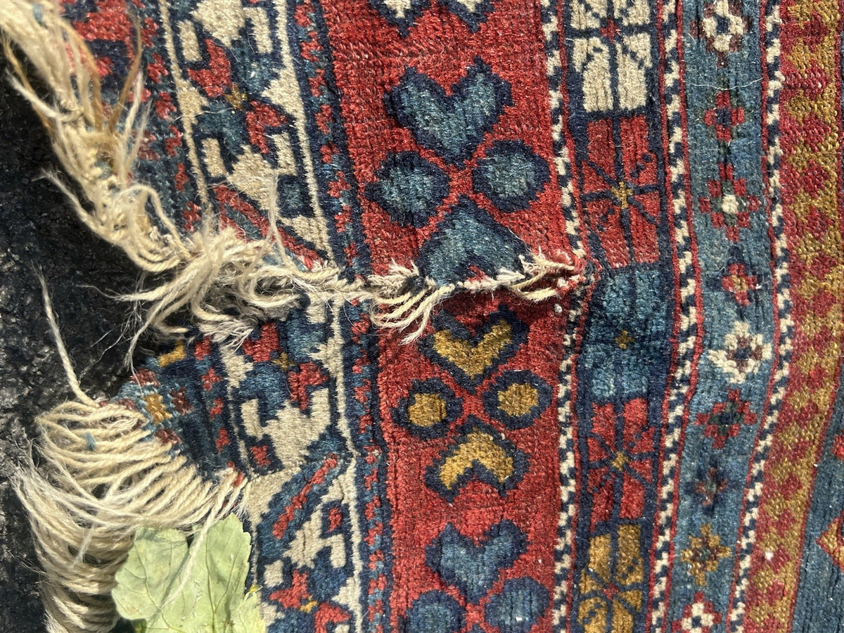 Antique Caucasian Kuba Rug c1900 Blue Lattice Chichi Hand Knotted Wool 127x155cm14