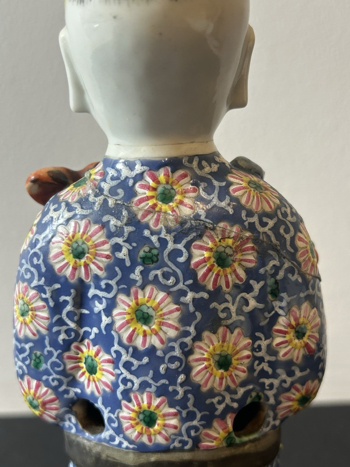 Antique Chinese Famille Rose Porcelain Laughing Boy Figure Qing Circa 1800 Ruyi 7