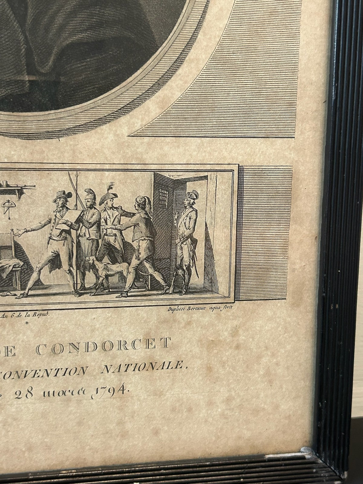 Condorcet French Revolution Philosopher Aquatint Portrait Levachez 1798 Framed3