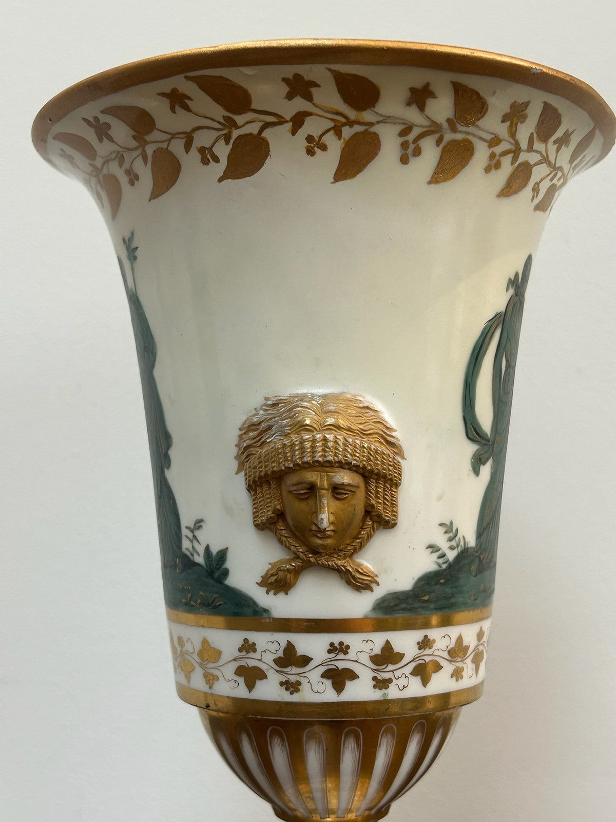 Dihl et Guerhard Paris Empire Porcelain Vase Camaieu Vert Classical Figures10