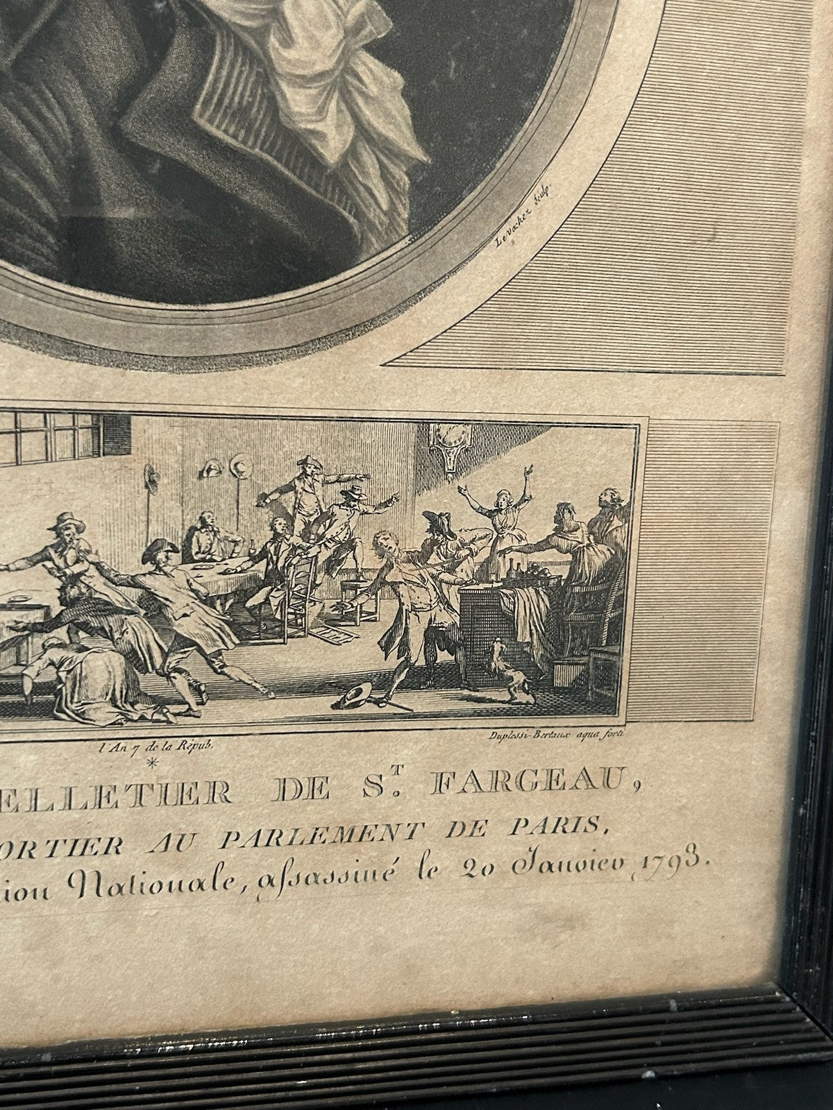 Le Peletier de Saint Fargeau French Revolution Aquatint Levachez 1799 Framed3