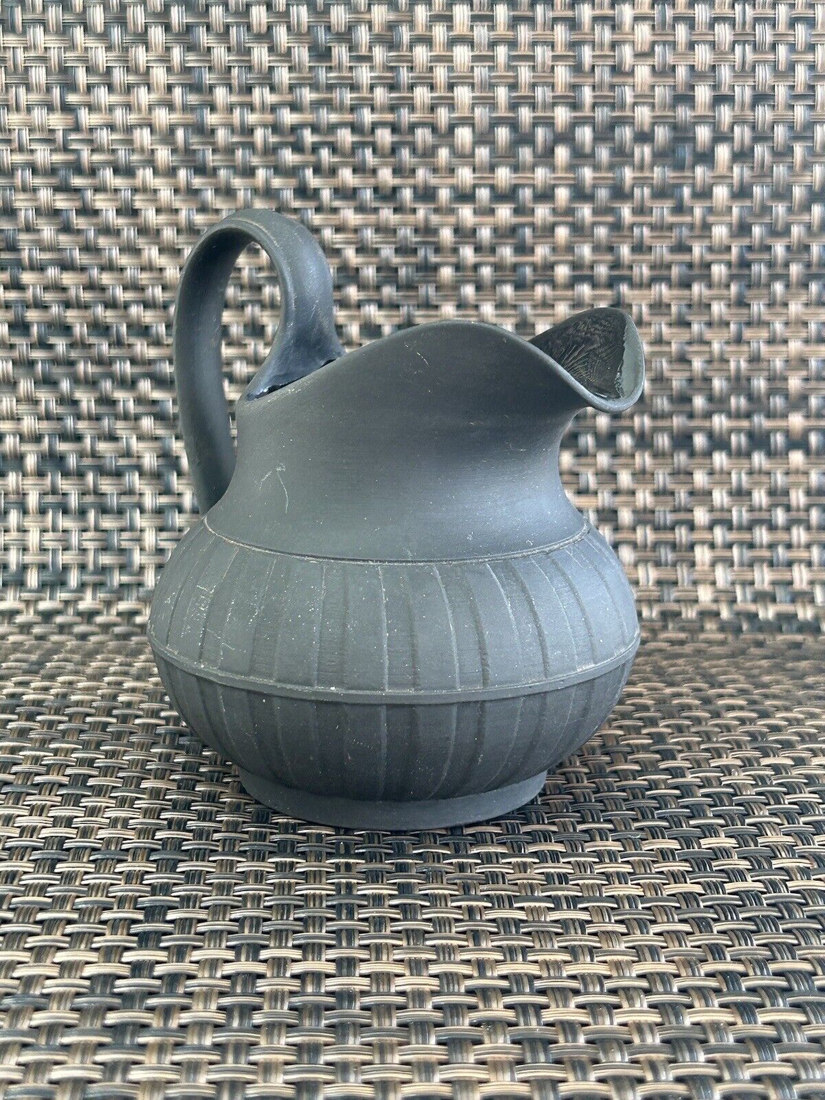 Wedgwood black basalt machine turned jasperware “Parapet” teaset early 20th c