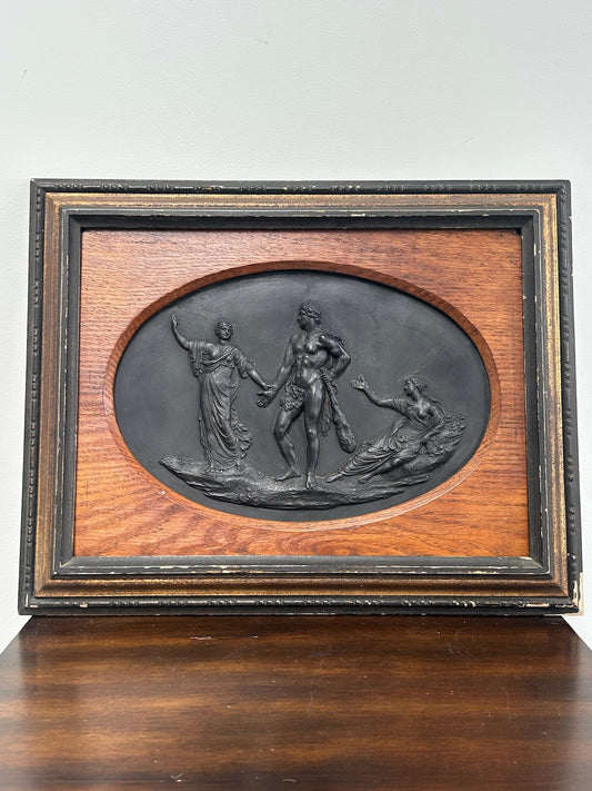 Wedgwood Black Basalt Plaque 'The Judgment of Hercules' Framed0