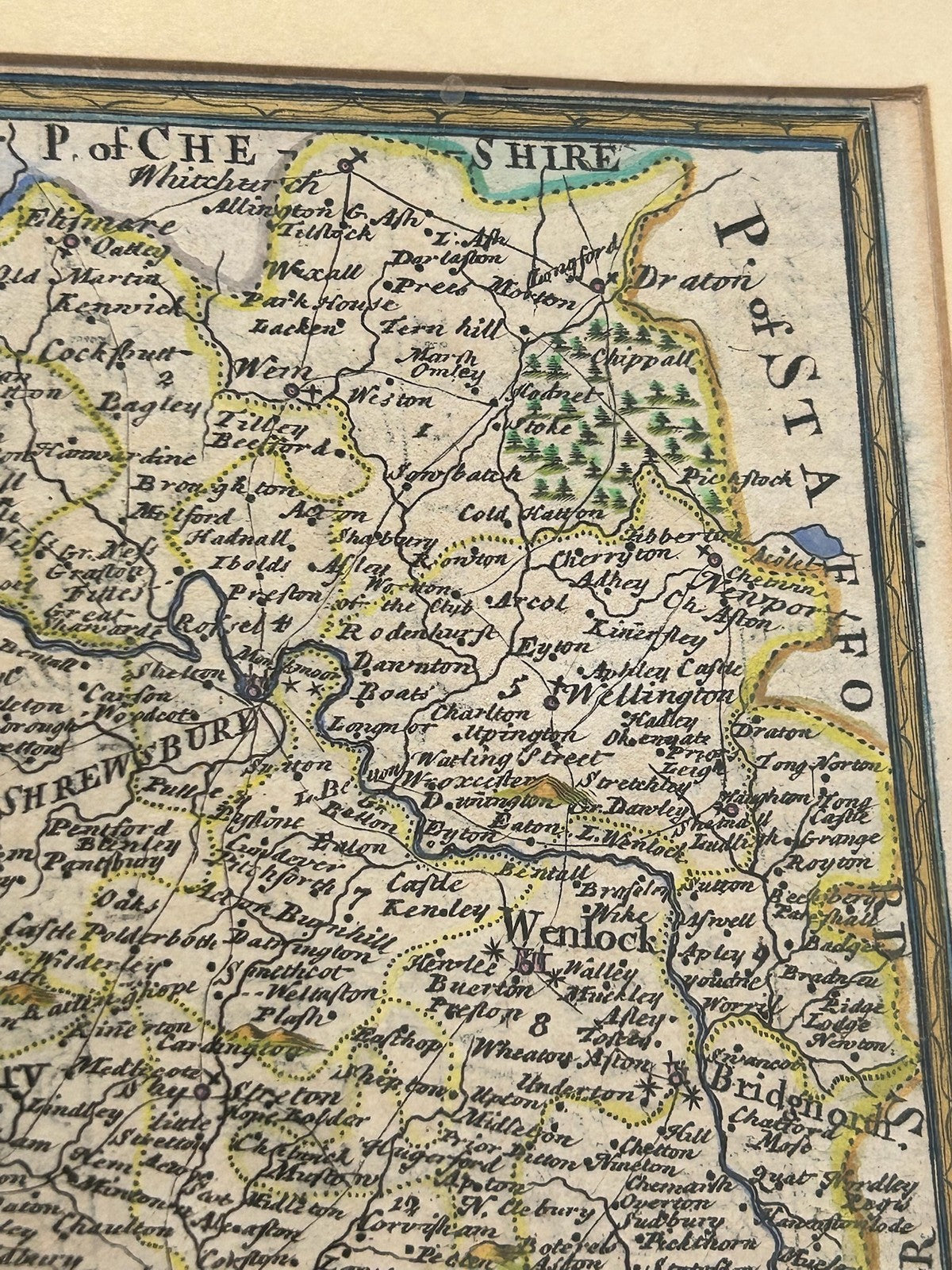 Shropshire Antique County Map 18th Century Hand Coloured Framed Small5